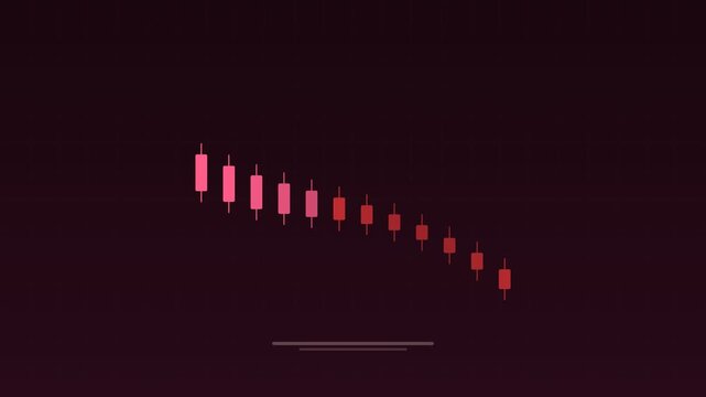 Animated Bearish candlestick chart falling rose concept loop