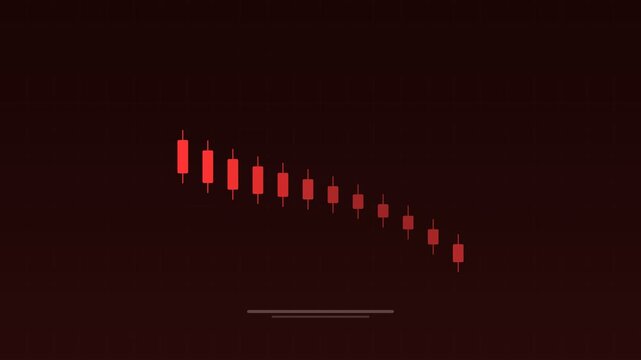 Animated Bearish candlestick chart falling scarlet concept loop