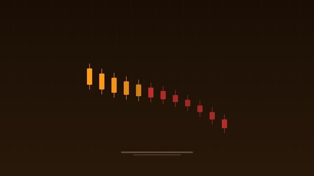 Animated Bearish candlestick chart falling tangerine concept loop