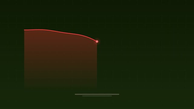 Animated Stock market crash falling red graph lime concept loop