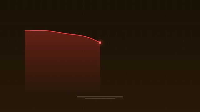 Animated Stock market crash falling red graph amber concept loop