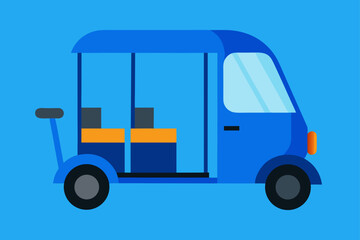 Fototapeta premium Bright Blue Three Wheeled Vehicle