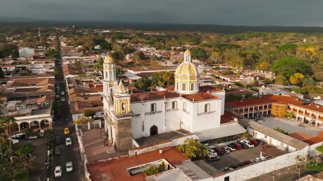 San Miguel Arc&aacute;ngel Parish In The Magical Town Of Comala, Colima, Mexico - Hyperlapse