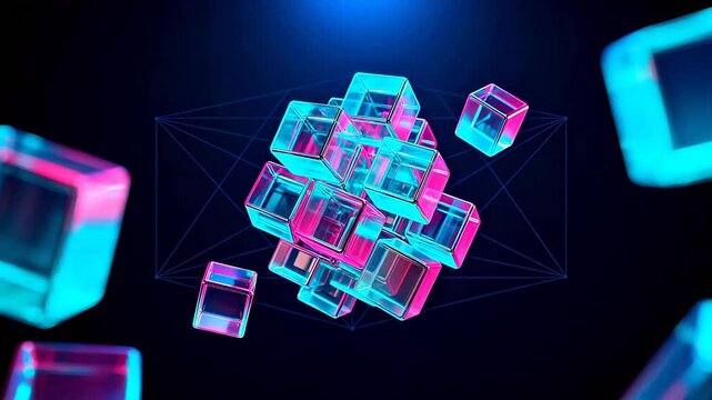 Glowing Cubes in Space