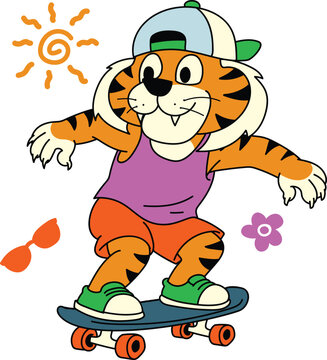 cute tiger summer skateboard