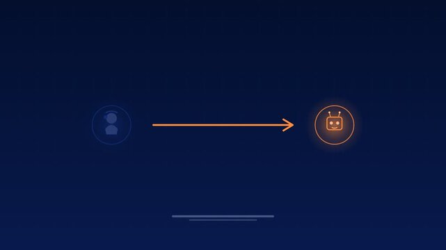 Job displacement diagram human to robot cobalt background loop