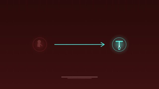Job displacement diagram human to robot scarlet background loop