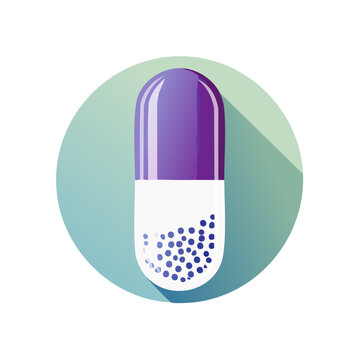 Purple and white medical capsule icon