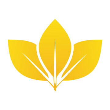 Yellow leaf and petal icon in flat design