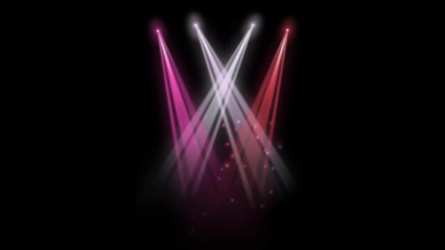 Realistic white light beam spotlight on black background.