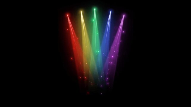 Realistic green light beam spotlight on black background.