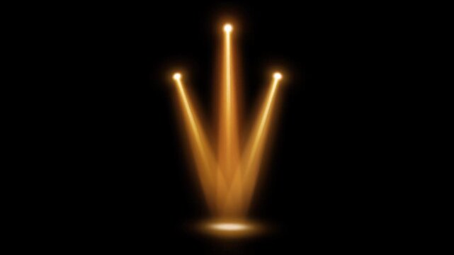 Realistic yellow light beam spotlight on black background.
