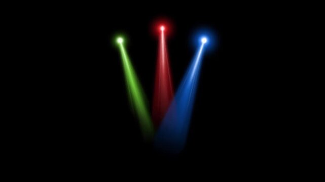 Realistic red light beam spotlight on black background.