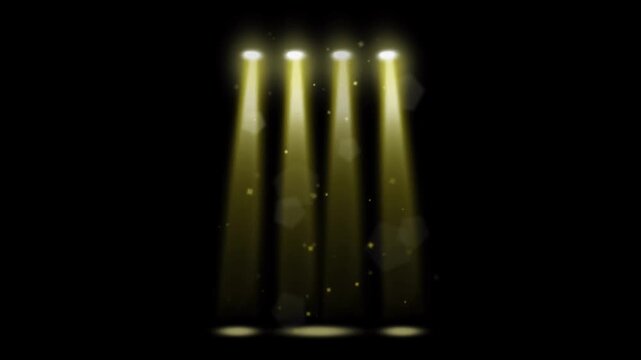 Realistic orange light beam spotlight on black background.