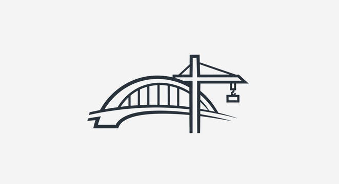Simple bridge icon with cable car.