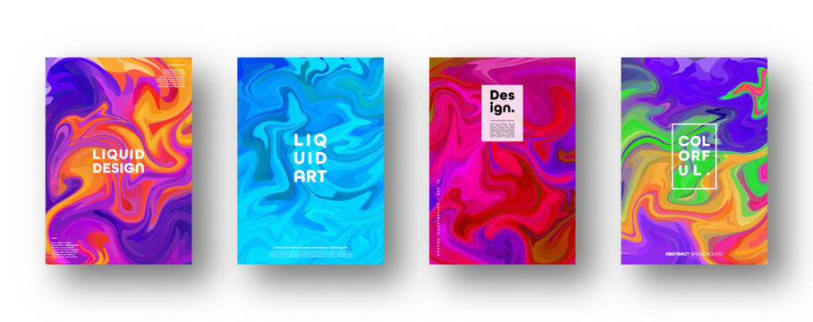 Colorful modern abstract backgrounds with neon red, green, blue, purple, yellow and pink gradient. Dynamic color flow poster, banner. Vector illustration.