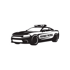 Obraz premium Black Highway Patrol Police Car Silhouette Vector | Law Enforcement Vehicle Clipart SVG