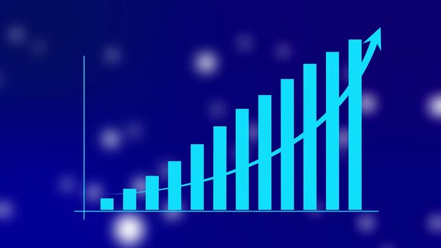 Business graph growth concept in allusive graph chart showing marketing sales profit increasing to future target. Excellent financial status of corporate business going, 4k quality graph animation.
