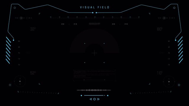 Futuristic HUD interface digital overlay for high tech gaming and sci-fi data display.