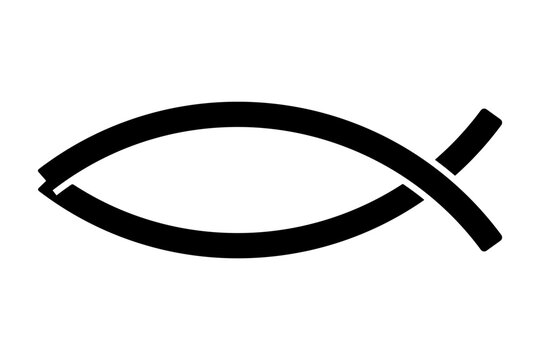 christian ichthys fish symbol in elegant minimalist line style