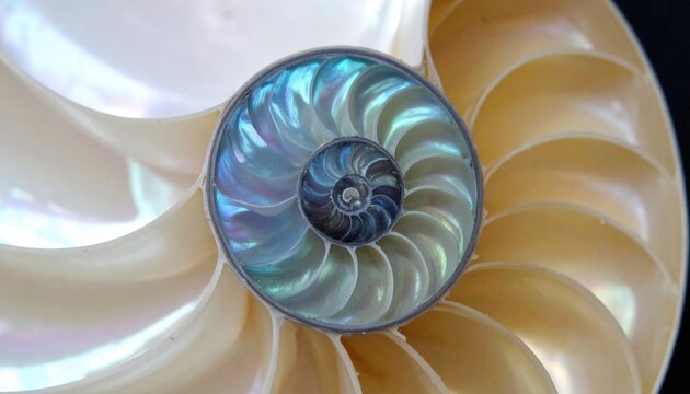 pearlescent and lovely colors of a nautilus shell, macro shoot