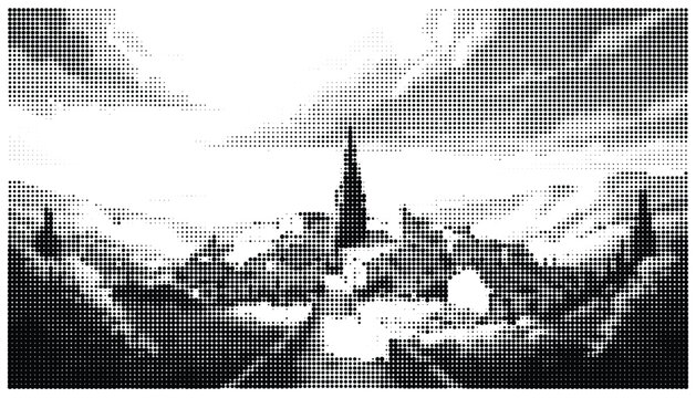 Historic city skyline with eiffel tower in paris old illustration