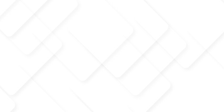 Modern Abstract white background design with layers of textured white transparent material in triangle and squares shapes. White color technology concept geometric line vector background.