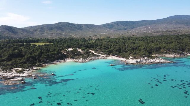 Amazing view of Sithonia coastline near Orange Beach, Chalkidiki, Central Macedonia, Greece