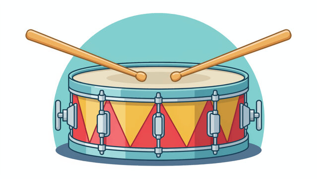 cartoon snare drum with two drumsticks on top