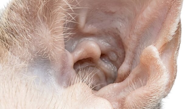 Extreme macro shot of a domestic cat inner ear canal and pinna