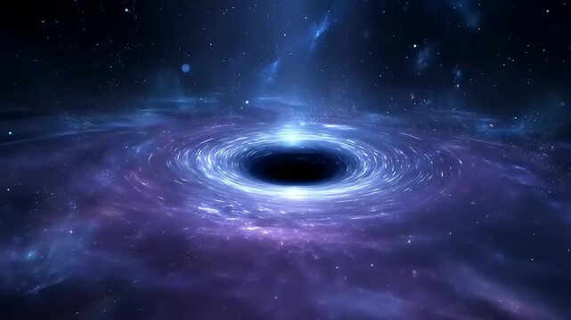 Immense cosmic singularity drawing in swirling luminous interstellar clouds