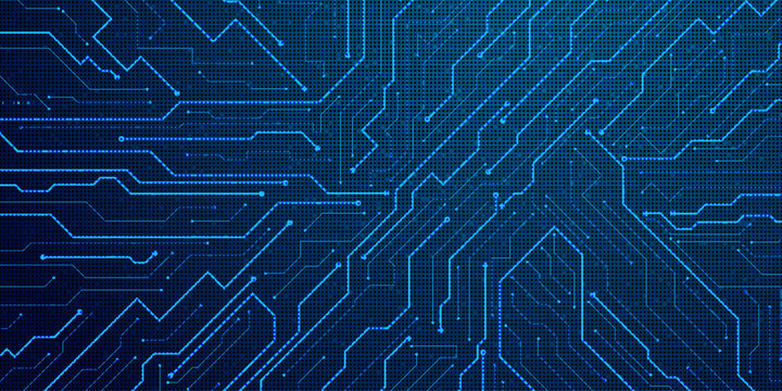 Futuristic circuit board pattern background, digital technology concept.