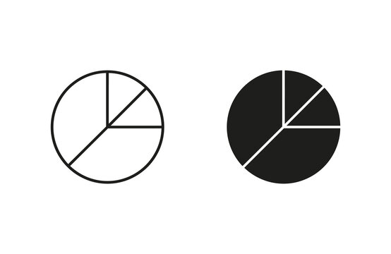 Simple pie chart graphic with divided sections and transparent background
