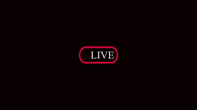 4k simple live streaming icon animation. Animated red button live streaming broadcast on a black background.4k animation video