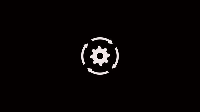 Sync process, settings gear icon representing update, refresh, automation, workflow and process management . Transparent PNG and vector.4k animation video