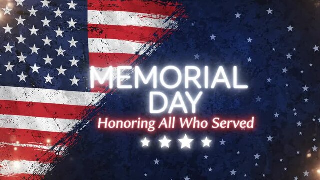 Memorial Day patriotic background with stars and stripes honoring all who served