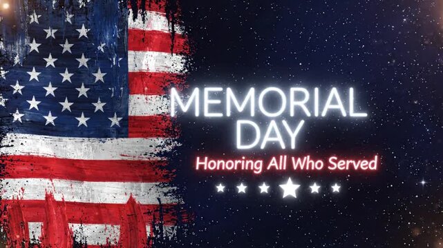 Memorial Day patriotic background with stars and stripes honoring all who served