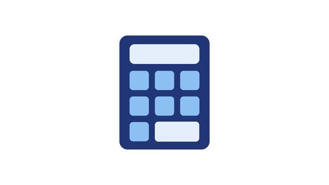 Calculator counting numbers with button click animation isolated on white background