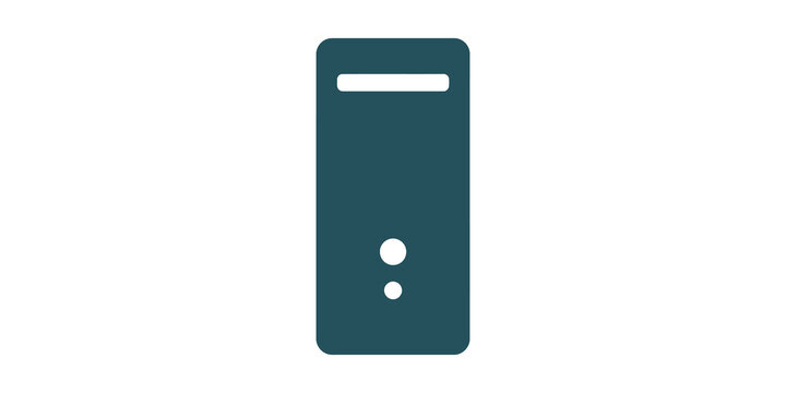 Desktop computer tower case icon for technology and hardware isolated on transparent background