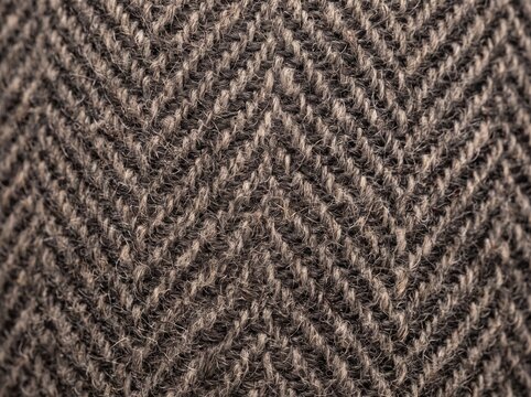 Grey herringbone tweed fills the frame with classic chevron wool weave &mdash; traditional fabric as a premium seamless texture. Ideal for fashion brands, men's wear, editorial, and classic.