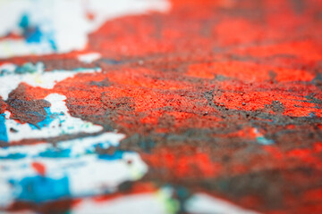Obraz premium Extreme close up of colorful acrylic paint texture showing brush strokes. Selective focus.