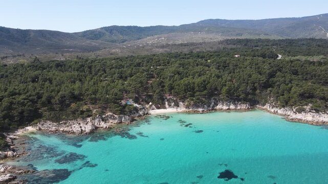 Amazing view of Sithonia coastline near Orange Beach, Chalkidiki, Central Macedonia, Greece