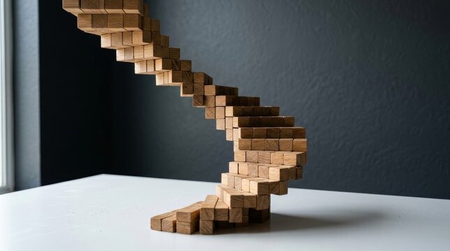 Wooden Staircase Sculpture on Table Top.