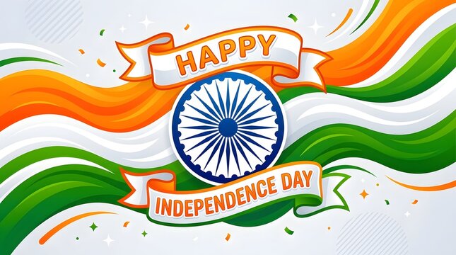 Happy independence day india celebrations with tricolor flag and ashoka chakra