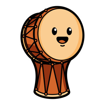 Cute Kawaii Djembe Drum Vector Illustration