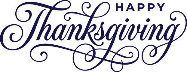 Happy thanksgiving elegant script typography design isolated on transparent background © Shipu
