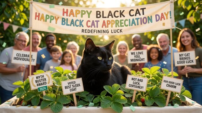 Black cat appreciation day celebration with community