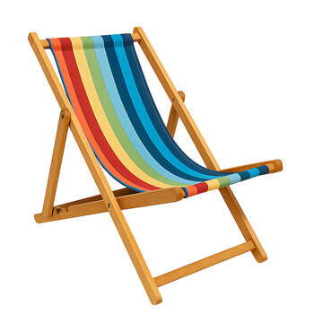 Colorful striped folding beach chair isolated on transparent background
