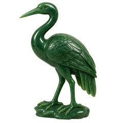 Obraz premium Green jade heron bird sculpture isolated on transparent background