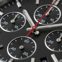 Fototapeta premium Macro Close-up of a Modern Chronograph Watch Dial with Red Details